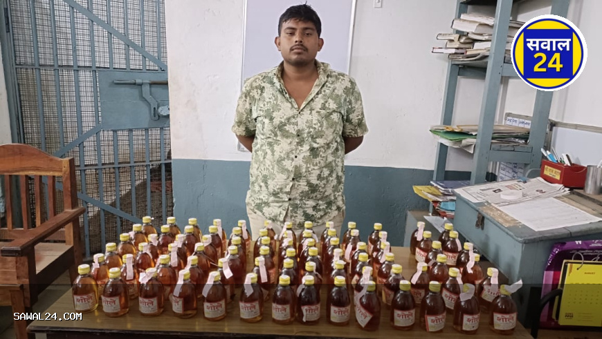 तिल्दा नेवरा पुलिस की कार्रवाई : अवैध शराब के साथ युवक गिरफ्तार