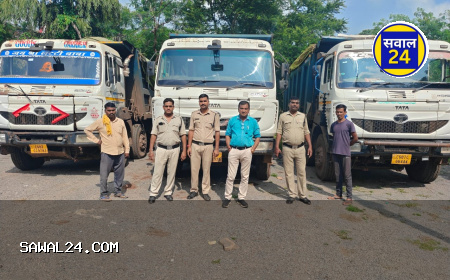 transportation of sand,  13 रेत, गिट्टी और मुरम के अवैध परिवहन पर बड़ी कार्रवाई