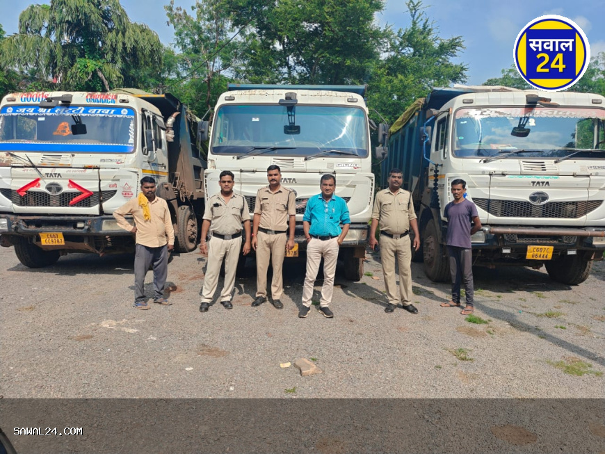 transportation of sand,  13 रेत, गिट्टी और मुरम के अवैध परिवहन पर बड़ी कार्रवाई