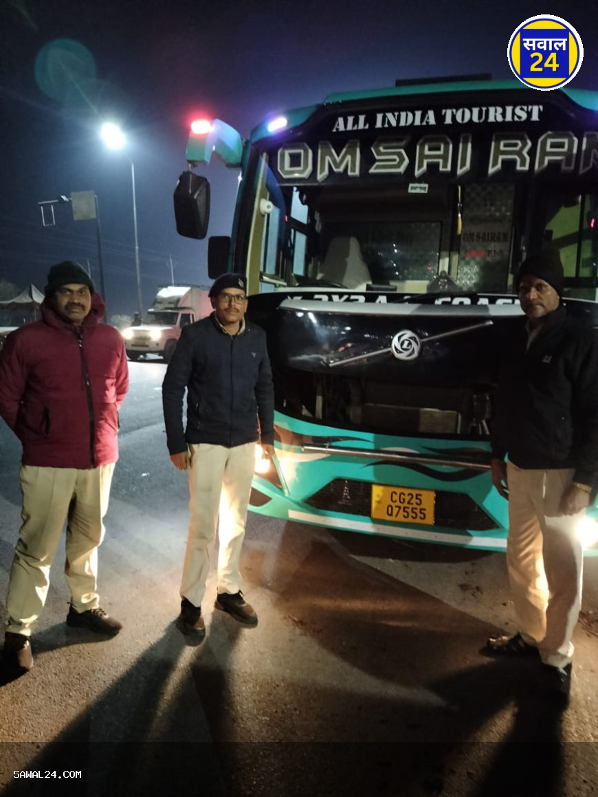 Transport department strict on passenger  यात्री सुरक्षा को लेकर परिवहन विभाग सख्त, दुर्ग जिले में 24 बसों पर चालानी कार्रवाई, बस जब्ती व परमिट निलंबन की चेतावनी