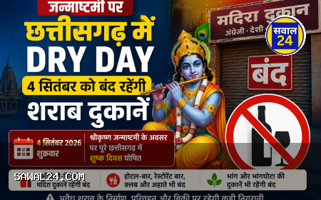 जन्माष्टमी पर छत्तीसगढ़ में Dry Day, 4 सितंबर को बंद रहेंगी शराब दुकानें
