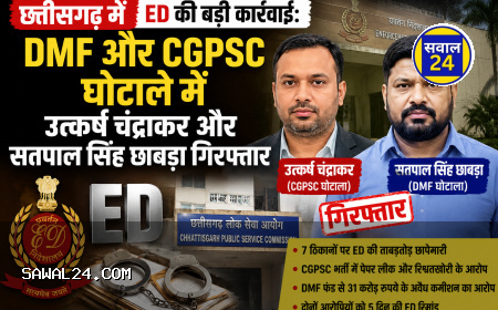 छत्तीसगढ़ में ED की बड़ी कार्रवाई: DMF और CGPSC घोटाले में उत्कर्ष चंद्राकर और सतपाल सिंह छाबड़ा गिरफ्तार