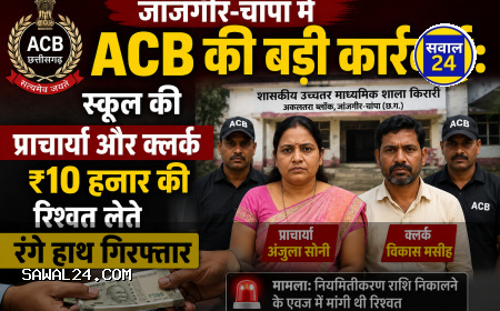 जांजगीर-चांपा में ACB की बड़ी कार्रवाई: स्कूल की प्राचार्या और क्लर्क ₹10 हजार की रिश्वत लेते रंगे हाथ गिरफ्तार
